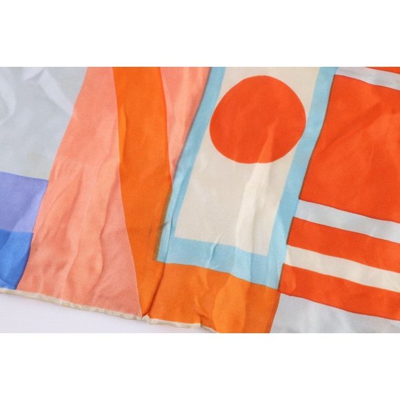 Vtg 60s 70s Mid Century Modern Elsa Schiaparelli Geometric Silk Scarf Wrap USA - Picture 5 of 7